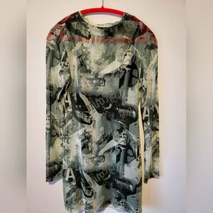 Graphic Long Sleeve Dress
